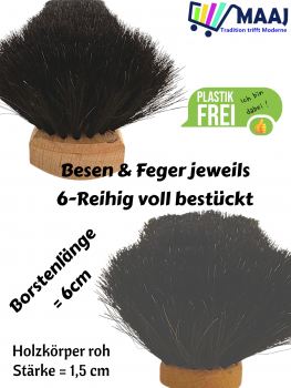 Komplettset Zimmerbesen Handfeger mit Rosshaar Schaufel Stiel