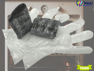 verseifte Pads für Grill und Backofen mit Handschuhen