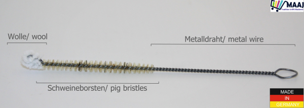 feine zylindrische Flaschenbürste mit Wollkopf + Borsten-Besatz Ø 5 mm