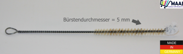 feine zylindrische Flaschenbürste mit Wollkopf + Borsten-Besatz Ø 5 mm