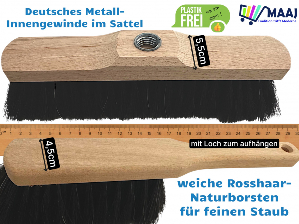Komplettset Zimmerbesen Handfeger mit Rosshaar Schaufel Stiel