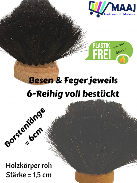 Komplettset Zimmerbesen Handfeger mit Rosshaar Schaufel Stiel