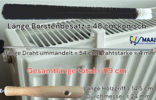 Radiator brush made of goat hair