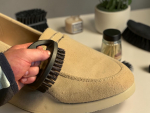 Suede brush with handle