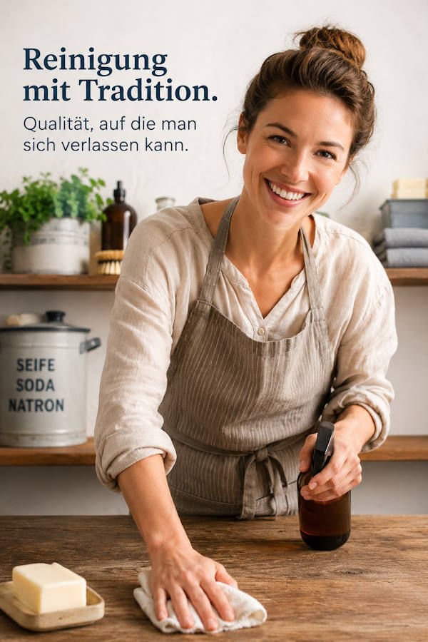 Eine Frau putzt eine Küchenoberflähe